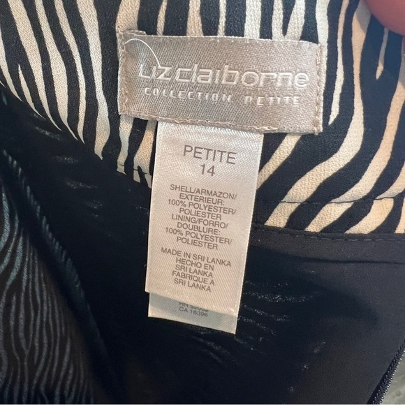 Liz Claiborne Zebra Print Black and White Skirt Zip and Button Back Lined 14P - Picture 7 of 8